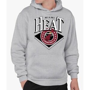 Miami Heat Basketball Graphic Hoodie‎ Men's Grey Pullover Sweatshirt
